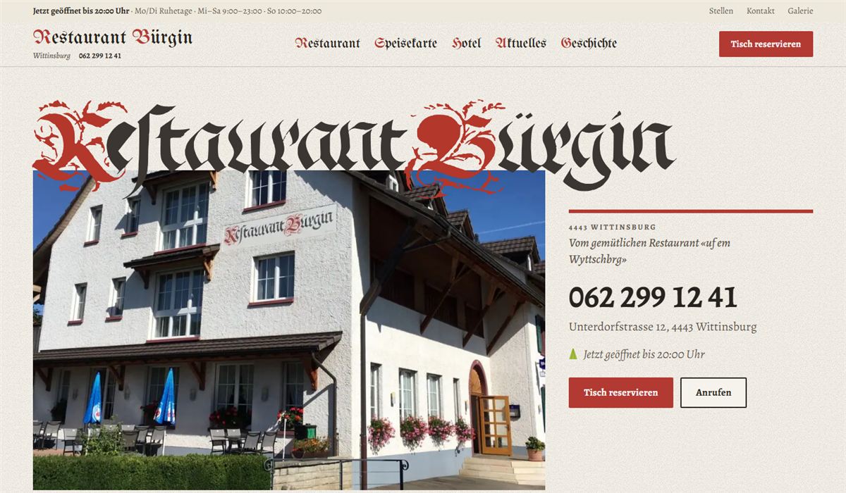 Screenshot Restaurant Bürgin