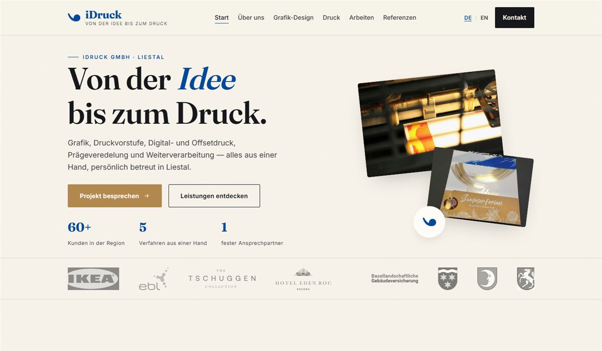 Screenshot der Website iDruck